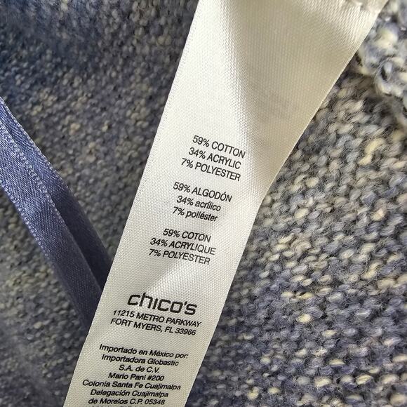 Chicos Tarin Spacedye Sweater Cardigan Cable Knit Trim Open Front Size 1 Whimsy - Picture 8 of 9